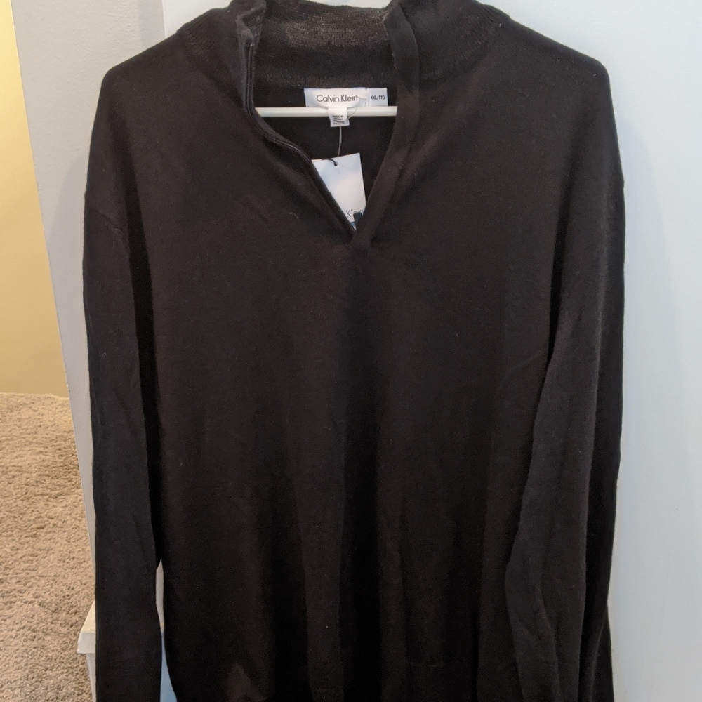 Calvin Klein Black Textured 1/2 Zip Sweater, XXL